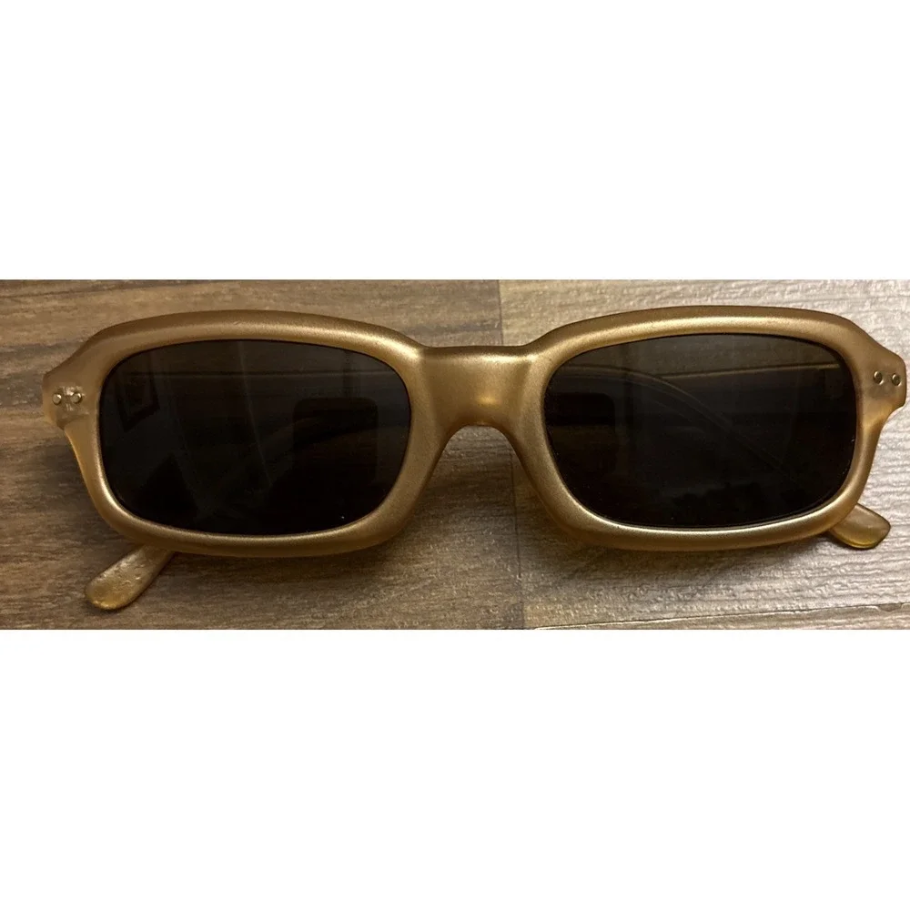 Enzo Gold Rectangle Sunglasses Metallic Retro Y2K Frames only
